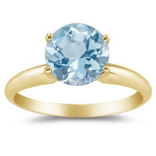 1.60 Cts Aquamarine Solitaire Ring in 18K Yellow Gold 3.0
