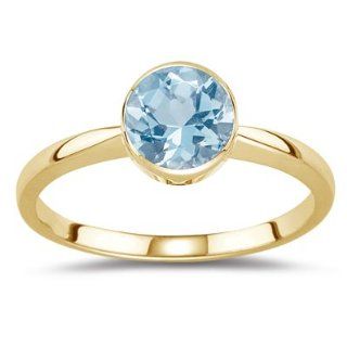 1.30 Cts Aquamarine Solitaire Ring in 18K Yellow Gold 3.0