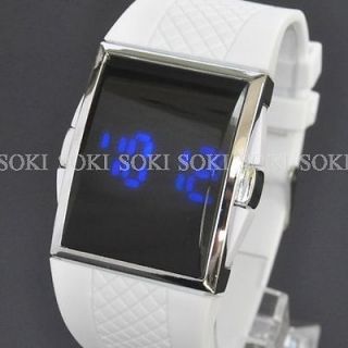  Blue LED Date Digital Womens Quartz White Rubber Wrist Gift Watch W028