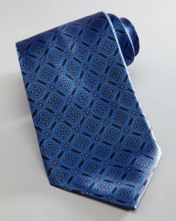 Stefano Ricci Medallion Grid Silk Tie, Black/Blue   