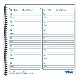 TOPS Voice Message Log/Date/Name/Number, 8.5 X 8.25 Inches
