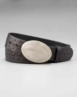 Prada Stamped Leather Western Belt   