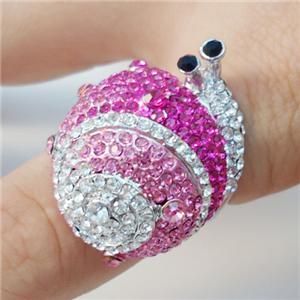 Chunky Snail Animal Ring Sz 7 w Pink Swarovski Crystal