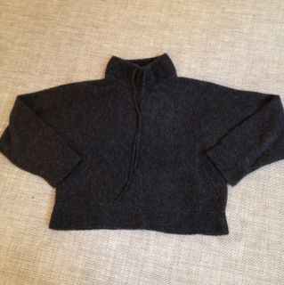 John Patrick Womens Sweater L Cropped Boxy Funnel Neck Sweater