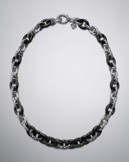 Midnight Melange Oval Link Necklace, Pave Diamonds