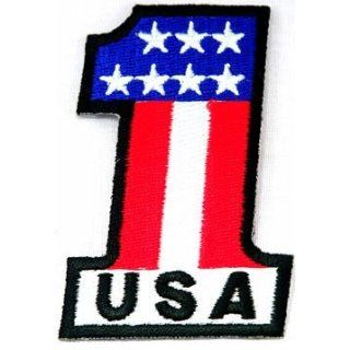  Patch Patriotic American Flag Iron On Number One Emblem Clothing