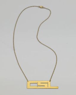 Jennifer Zeuner Horizontal Monogram Necklace, Yellow Gold   Neiman