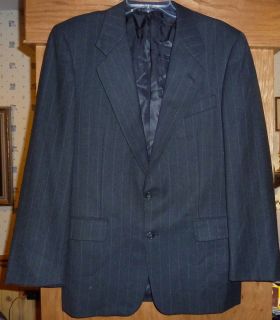 HICKEY FREEMAN CHARCOAL PINSTRIPE WOOL 2 PC SUIT MENS 40R 34 28