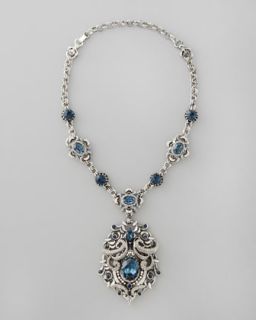 Jose & Maria Barrera Blue Crystal Pendant Necklace   