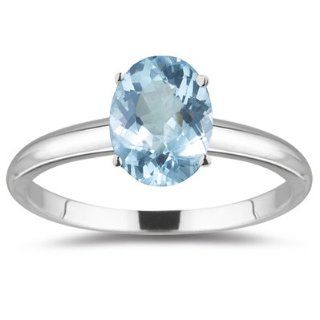 50 Cts Aquamarine Solitaire Ring in 18K White Gold 3.0 Jewelry