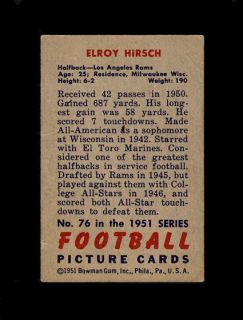 1951 Bowman 76 Elroy Crazylegs Hirsch HOF Rams Sharp