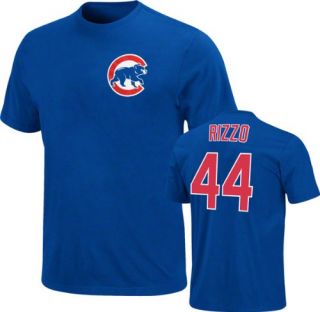 Rizzo Chicago Cubs Name and Number Blue T Shirt by Majestic: Clothing