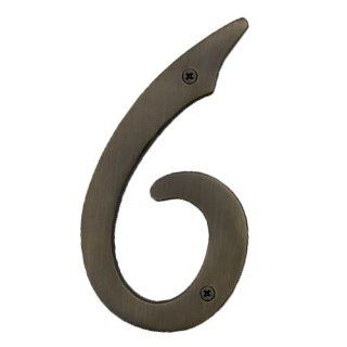 8 Solid Brass House Number 6   Antique Brass: Home