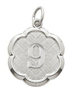 Rembrandt Charms Number 9 Charm, Sterling Silver Jewelry