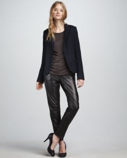 Vince Fitted Blazer, Jersey Tee & Relaxed Leather Pants   Neiman