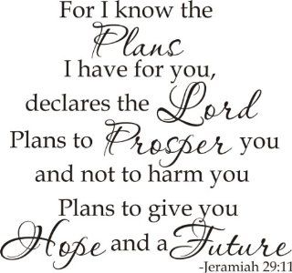 Jeremiah 29:11 For I know the plans I have for you