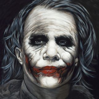Joker Batman Dark Knight Heath Ledger Portrait Painting Canvas Art