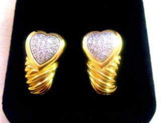Heavy All 18K Gold David Yurman Heart Earrings 17 Gms