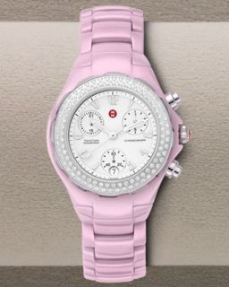 Michele Ceramic Diamond Bezel Watch   