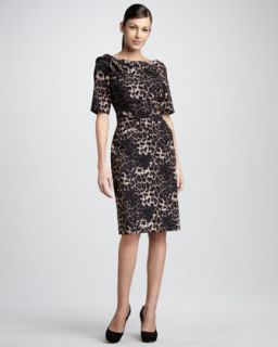 Kay Unger New York Leopard Print Half Sleeve Dress   Neiman Marcus