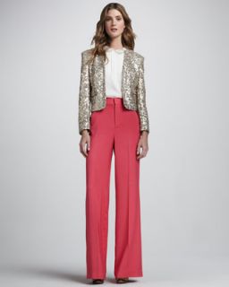 Alice + Olivia Stein Fitted Sequined Jacket, Chae Lace Neck Sleeveless