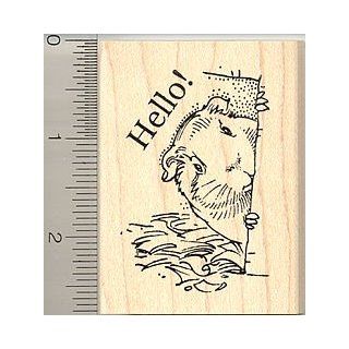 Hello Guinea Pig Rubber Stamp   Wood Mounted: Arts, Crafts