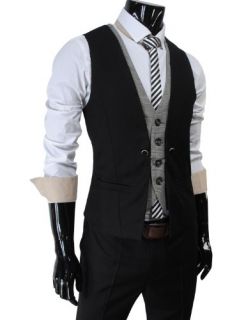 (VE34) TheLees Mens premium layered style slim vest waist