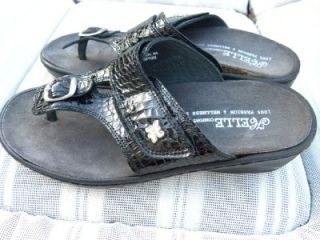 Helle Comfort Tatum Gorgeous Alligator Skin Embossed Sandals Sz 37 $