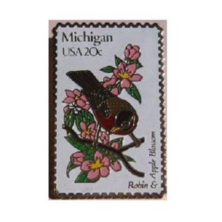 Michigan USA 20 Cents Postal Robin Apple Blossom Bird