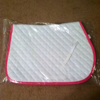Riders International QUILTED SADDLE PAD AP WHITE PINK English Horse