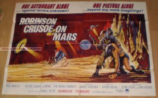Byron Haskin Robinson Crusoe on Mars RARE Sci Fi Orig UK Quad Poster