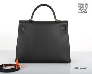 Hermes Kelly Bag 35cm Black with Gold Hardware Must L K
