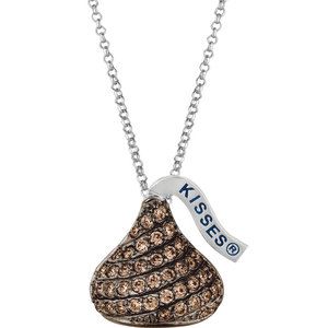 Valentines Day Hersheys Kisses® Chocolate CZ Pendant Necklace Brown