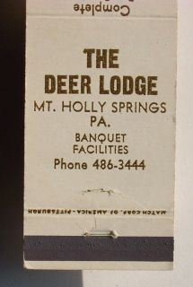 1950s Matchbook Deer Lodge Mount Holly Springs PA MB