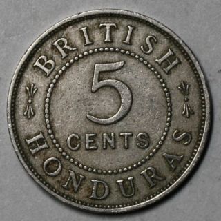 1936 British Honduras Nickel 5 Cents Only 60K Made Elusive Date