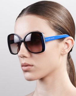 Oversized Oval Sunglasses, Havana/Blue/White