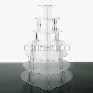 7 Tier Heart Acrylic Cupcake Stand Tower Cup Cake Display