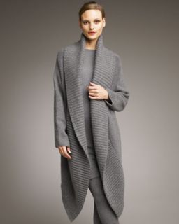 Donna Karan Long Ribbed Collar Cashmere Sweater   