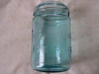 Vintage Canning Jar Mason Jar The Best Fruit Keeper Pint Blue Green