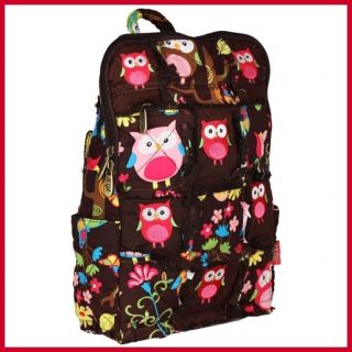 RAG QUILTED PATCHWORK OWL GIVE A HOOT BACKPACK ~ BROWN ~ CUTE!! Free