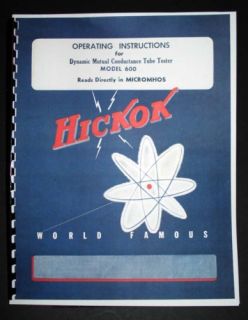  Hickok 600 Tube Tester Manual