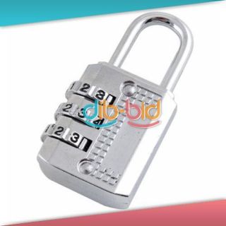 Dial Portable Luggage Lock Combination Padlock Silver