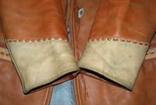 Vintage 50s 2 Tone Deerskin Leather Womens Western Jacket 7 8 Antler