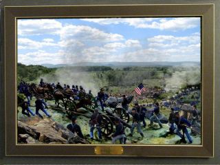 Gettysburg Print Frame Hazletts Battery Ltd Ed signed Civil War