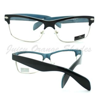 Unisex Clear Lens Eyeglasses Rectangular Half Horn Rim Fashion Frames
