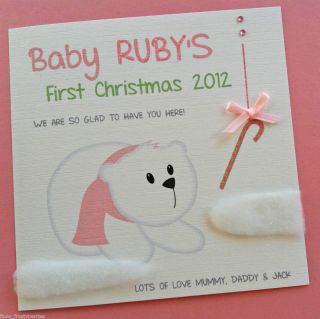  Polar Bear Babys First Christmas Card Handmade Personalised♥
