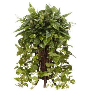 Real Looking Vining Mixed Greens w/Decorative Stand Silk