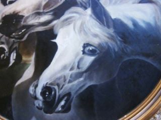 Original Antique Oil Painting  Pharaohs Horses  3 Arabians 1900s