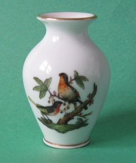 Herend China Ro Rothschild Bird Insects Vintage Porcelain Amphora Vase