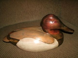 Hersey Kyle Jr Carved Wood Duck Decoy 1980s Painted with Glass Eyes